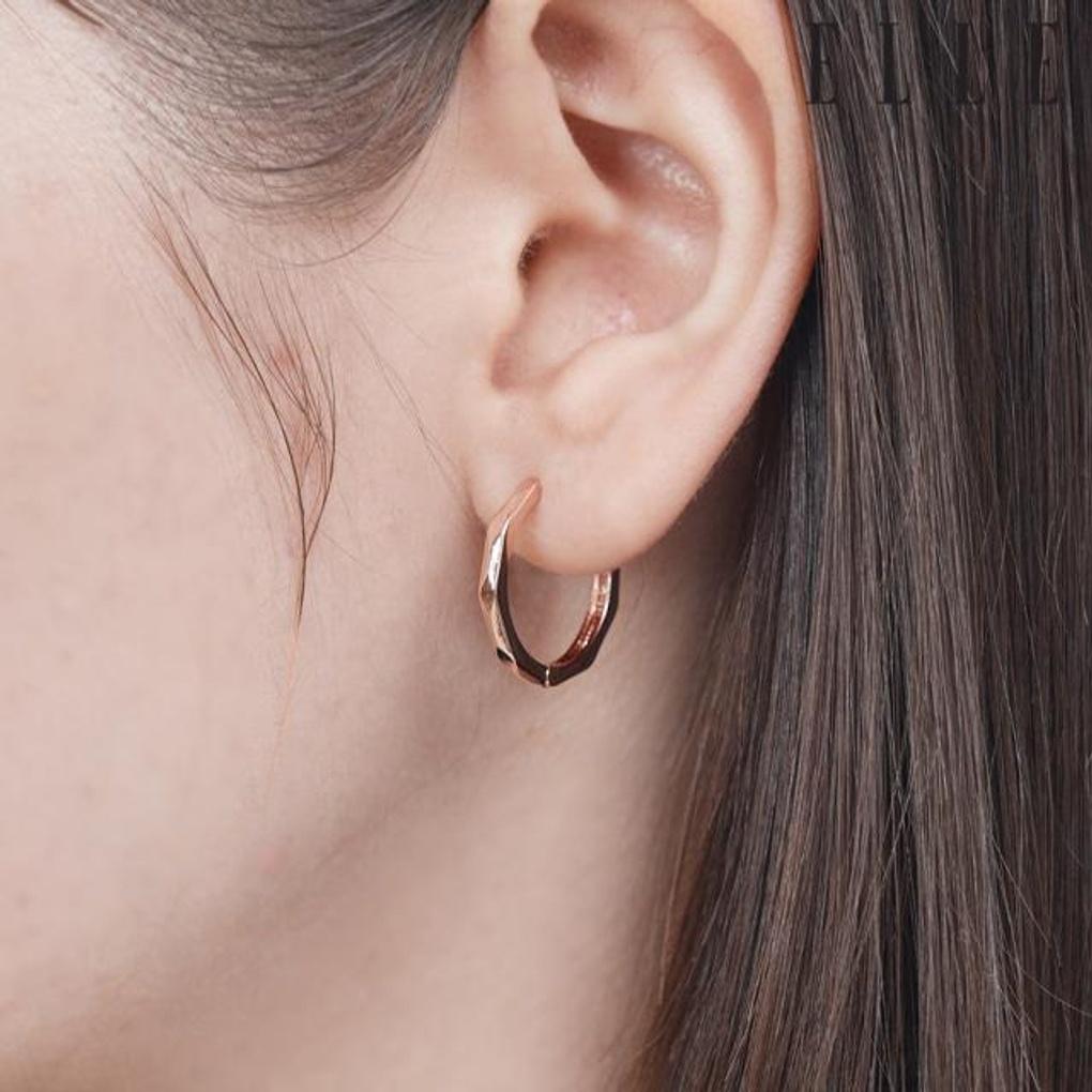 [ELLE Jewelry] 14K Gold-Plated Cut Ring Earrings ELGPEE514