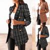 Giacca da Donna Colletto Sartoriale Fantasia Doppiopetto Casual Slim Blazer da Donna per Ufficio