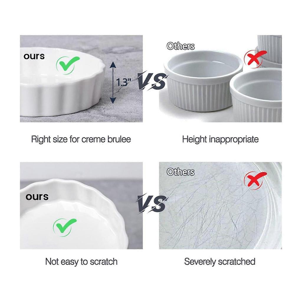 5 Oz Creme Brulee Ramekins, Round Fluted Quiche Dishes Tart Pan, Oven Safe Ramekins for Baking, Souffle, Ramekins 12Pack