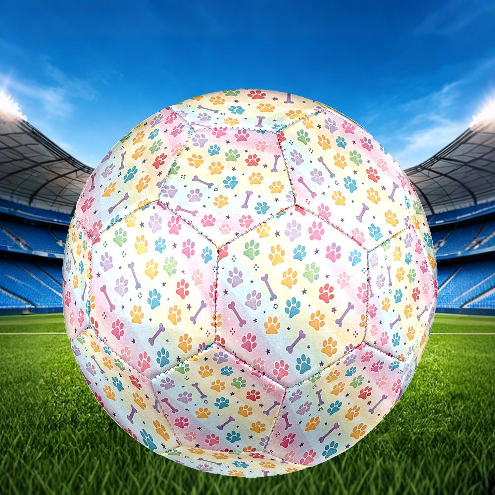1pc Rainbow Paw Prints Size 5 Soccer Ball Professional Match Training Football Indoor &Outdoor Sports Ball Lightweight Durable m6520