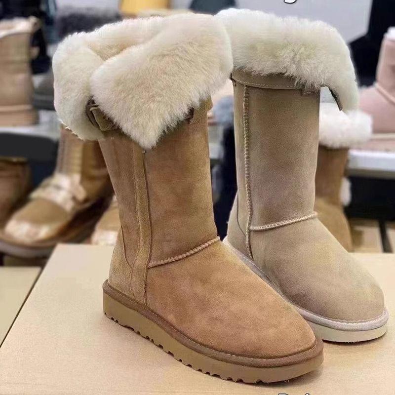 Warm and velvet snow boots for women wear brown thick-soled fluffy high boots 2025 autumn and winter new medium tube cotton shoes
