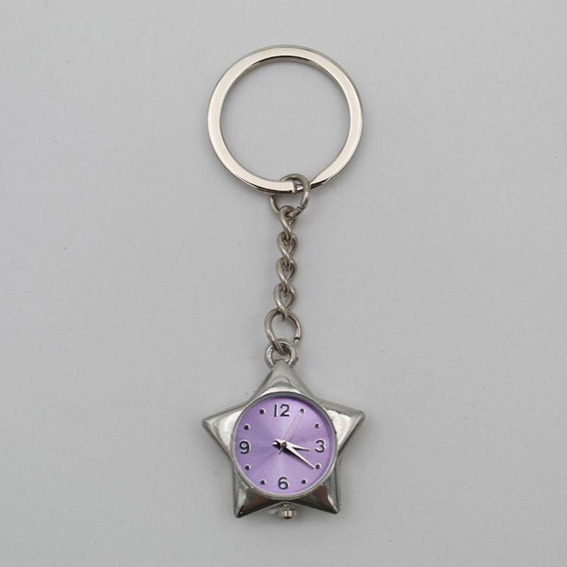 Star Pocket Watch Clock Keychain Zinc Alloy Trinkets Bag Charms Original Design Creative Pendant