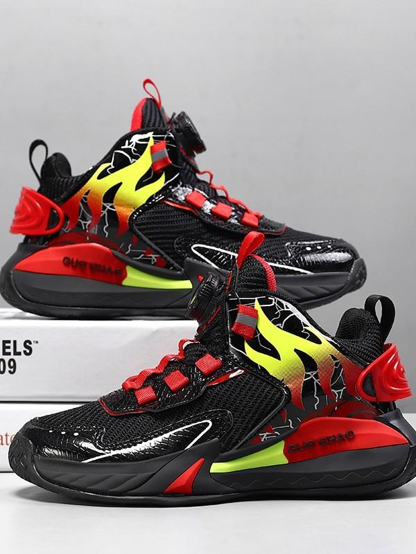 Children's Basketball Shoes Spring and Autumn New Breathable Mesh Boys Running Shoes Medium and Old Children's Friction Sound Boys' Sports Shoes