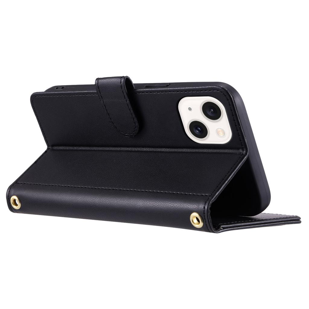 For iPhone 14 Leather Case Rhombus Grid Pattern Phone Wallet Cover