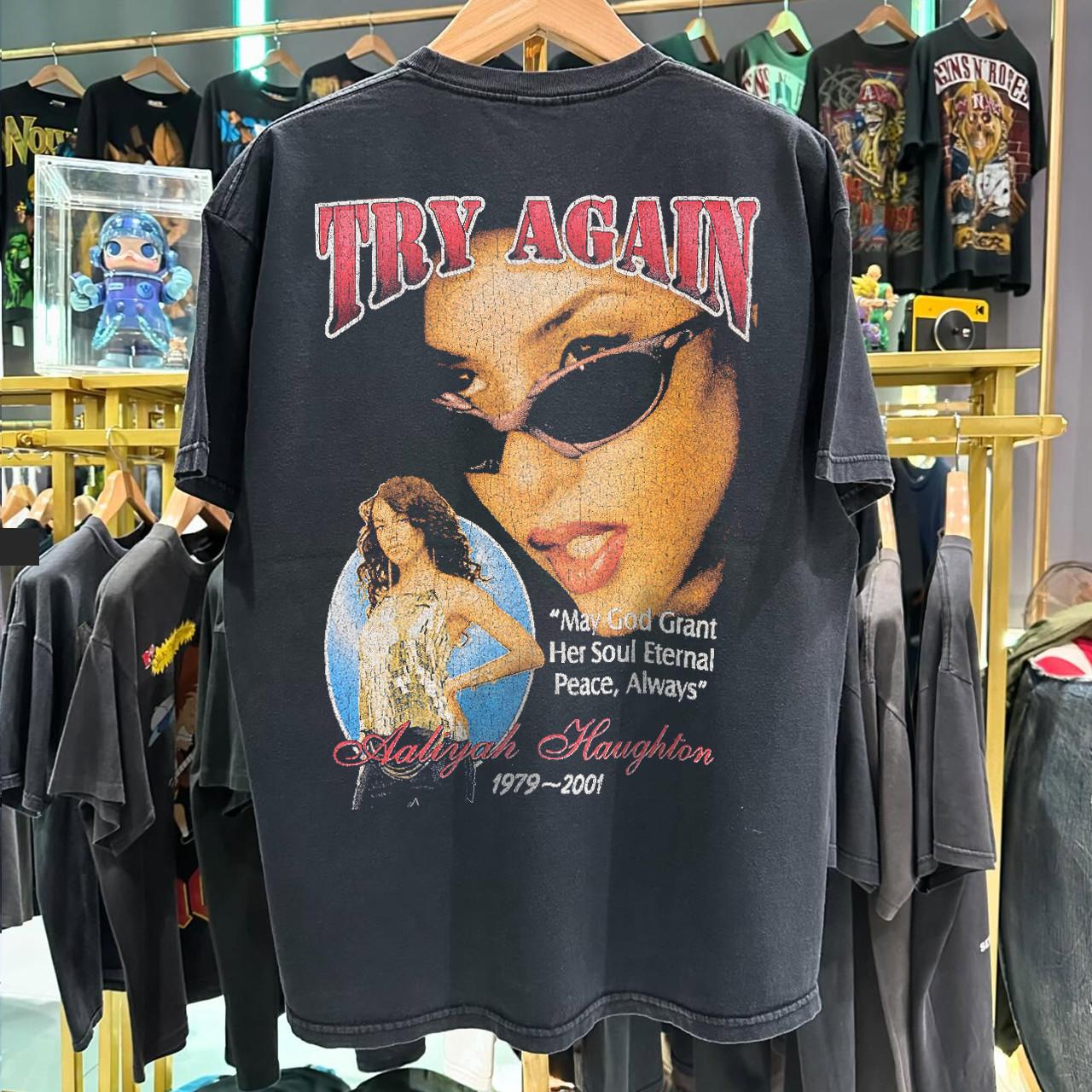 2001 Aaliyah (In Memory Of)  Try Again  Promo T-Shirt Black XXL S