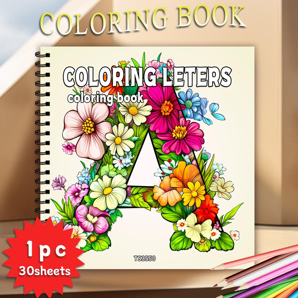 Alphabet Coloring Book, Fun Letters, Teen Coloring Book, Various Patterns, 100g Heavyweight Paper, Stress Relief, Birthday Gift