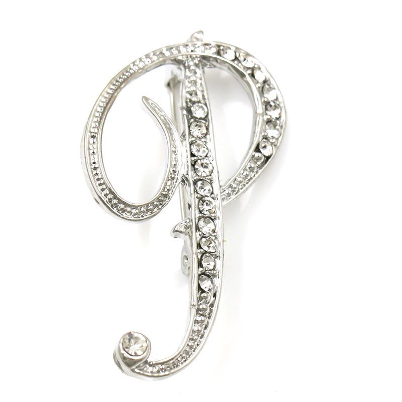 Trendy 26-Letter Rhinestone Brooch Pin - Fashion Accessory for Clothing & Bags