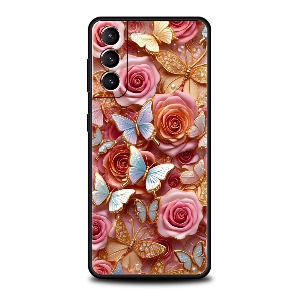 Fashionable Butterfly Flower Pattern Phone Case for Samsung Galaxy S26 S25 S24 S23 S22 S20 S21 FE Ultra S25 Edge Plus Soft TPU