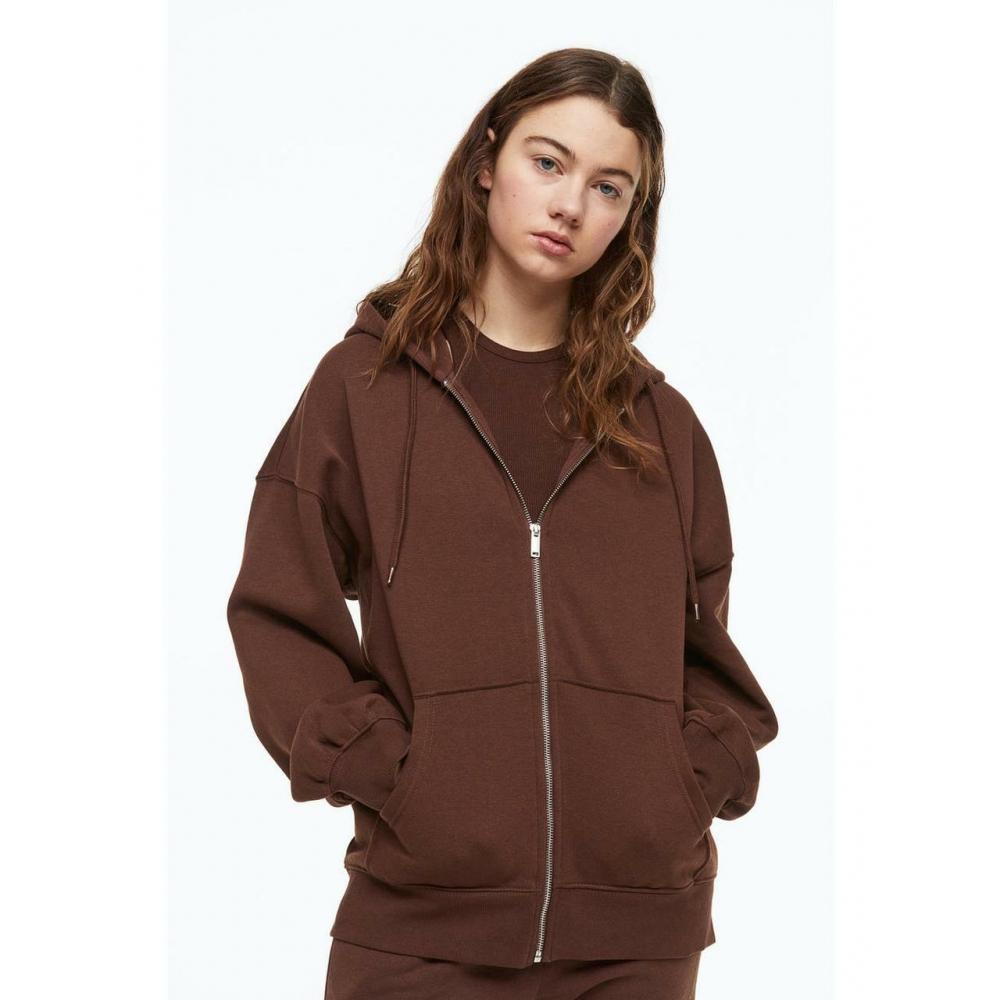 Cheap H&M Oversized Zip Up Hoodie Dark Brown 1139538003 Joom