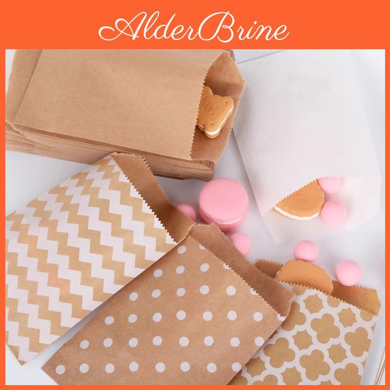 Bags Paper 25pcs Popcorn Kraft Bag Candy Biscuit Giftwrapping Baked Goods Bag Kraft Paper Bags Favour Bags For Gifts