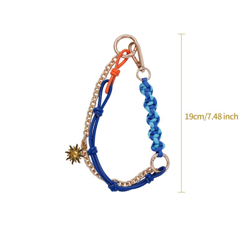 Fashion Leather Keychain Pendants Bags Chain Multi-functional Detachable Rope Woven Metal Chain Lanyard Bag Hanging Accessories