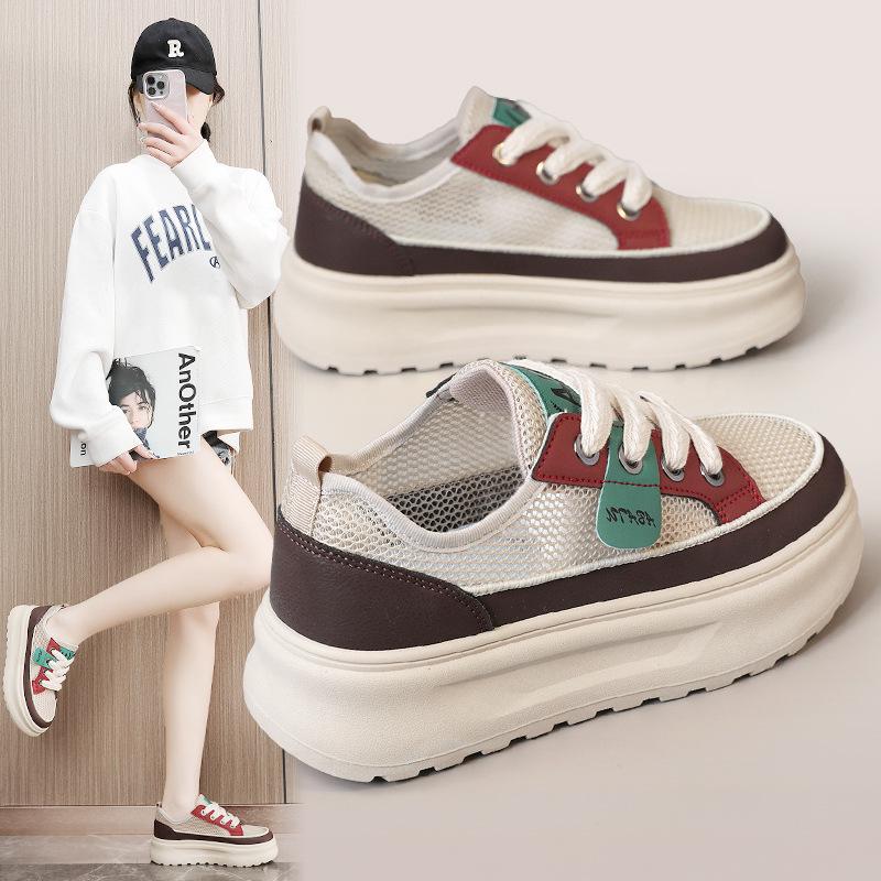 

Women s 2023 Summer Hollow Sandals, Breathable Casual White Shoes with Thick Sole and Inner Lift 35