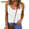Women's Fashion Casual Solid Color Print U-Neck Sleeveless Blouses & Shirts
