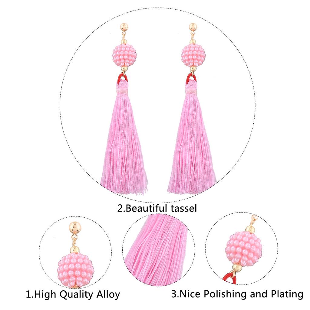 Bohemia Long Tassel Earrings Women Fashion Bead Alloy Dangle Earrings Ethnic Jewelry