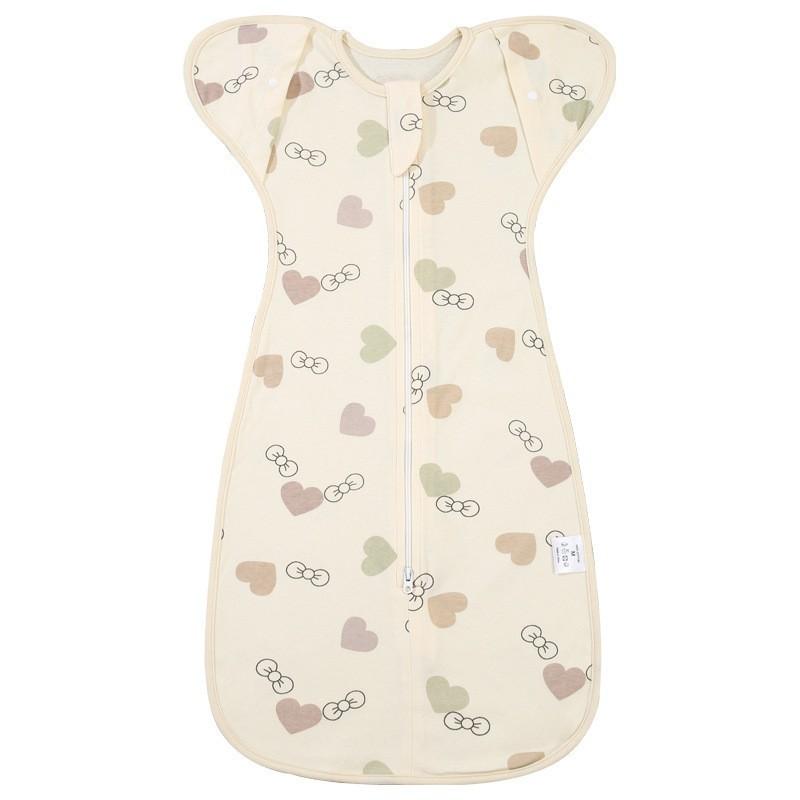 Baby Cotton Swaddle Blanket Newborn Sleep Sack Wrap Arms Up Design Stretchable Sleeves
