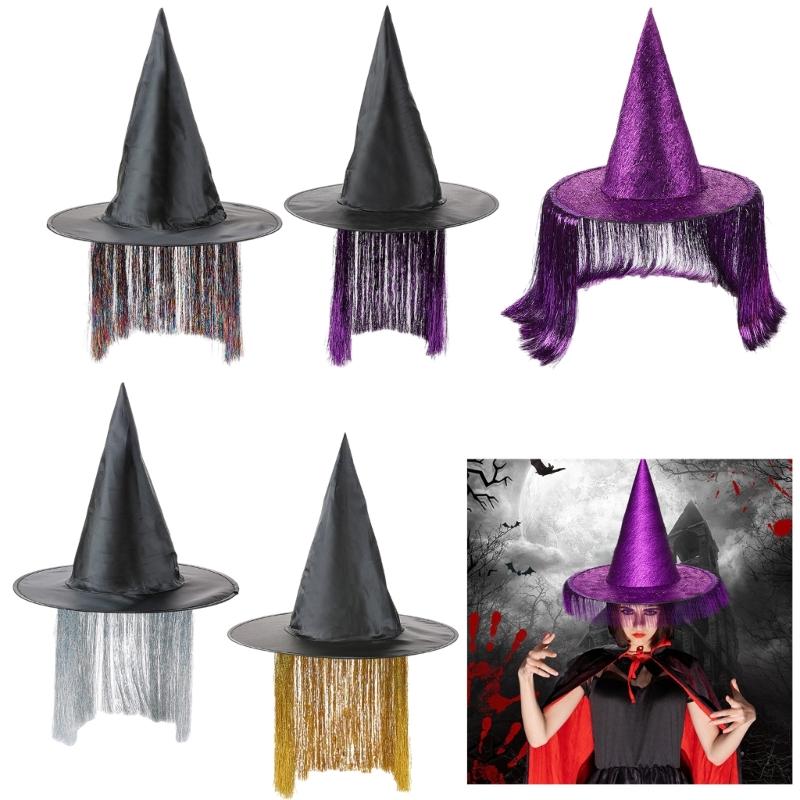 Stylish Oxford Fabric Witch Hat For Halloween Costume Parties Adult Teen Adjustable Design Cosplay Accessories