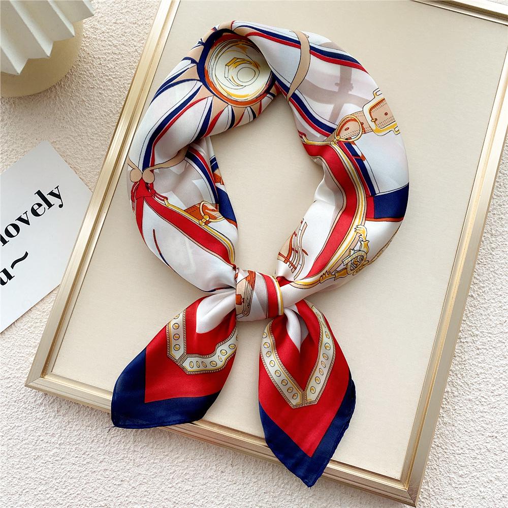 70 Small Square Silk Scarf: Women's Retro Chic Sunscreen Neck, Head, or Wrist Scarf In Korean Style for Autumn and Winter