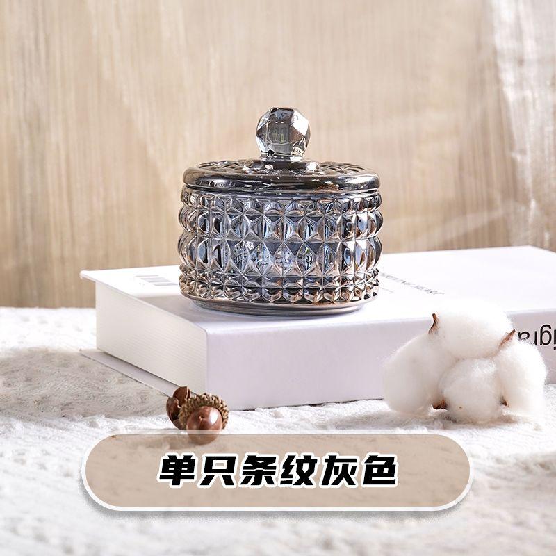 European Creative Luxury Crystal Glass Candy Jar with Lid Dried Fruit Jar Jewelry Storage Box Home Decoration Storage Jar
