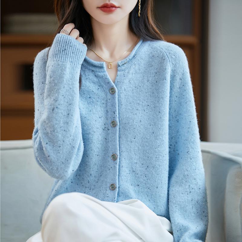 QingHe Cashmere Women's 30% Cashmere Cardigan - Soft & Warm Wool Blend Sweater