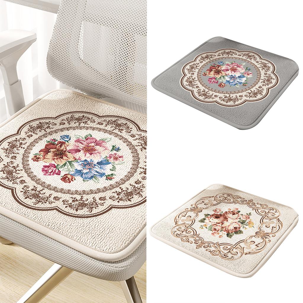 Breathable Memory Foam Chair Cushions Non Slip Flower Pattern Square Seat Pads for Comfort and Softness