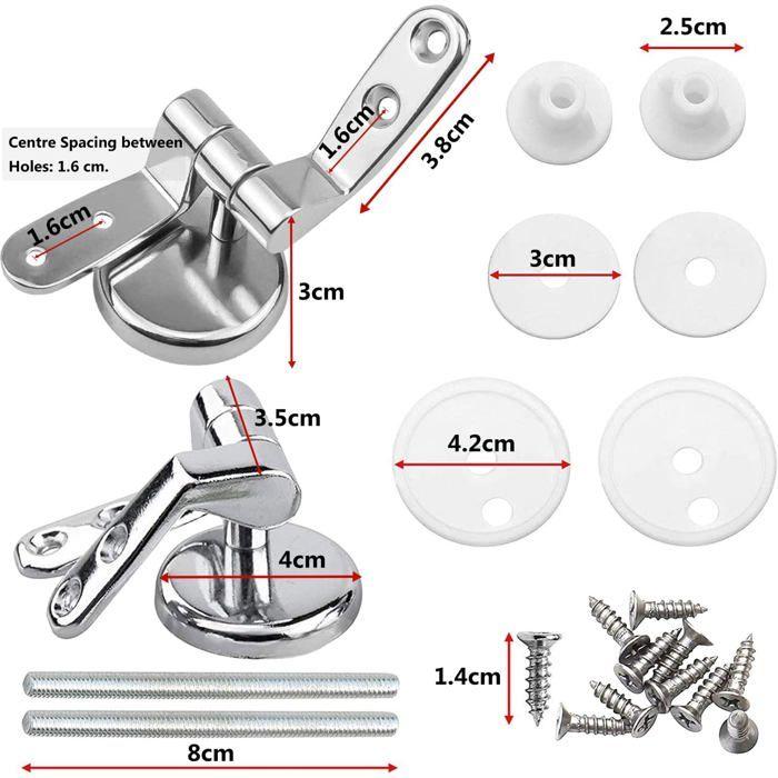 Charnières abattant WC - AIMOONSA - Lot de 2 - Alliage de zinc - Antirouille - Fixation par le dessus