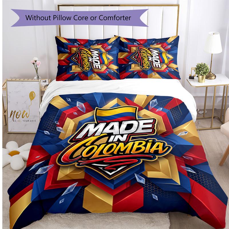 Colombia Football Printed Bedding 3 Piece Set Cozy Breathable Bed Cover Set As Housewarming Holiday Gift