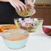Saladier de 3340 ml avec couvercle, fourchette, cuillère, set de service à salade écologique en grande fibre de bambou pour la cuisine maison, bol mélangeur léger pour salade, fruits, pâtes
