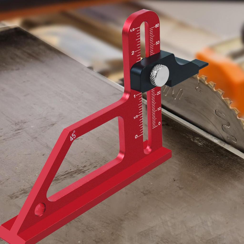 Woodworking Height Gauge, 0 to 60mm 45° Tablesaw Depth Measuring Ruler, Woodworking Setting Gauge Depth Gauge for Router Table Drill, Table Saw