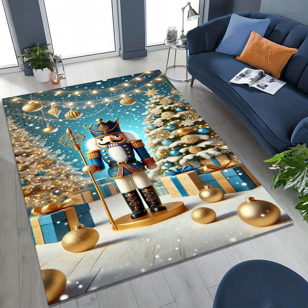 2026 New Nutcracker Merry Christmas Tree Cartoon Puppet Gift Carpet Rug for Bedroom Living Room Sofa Home Doormat Decor,Non-slip