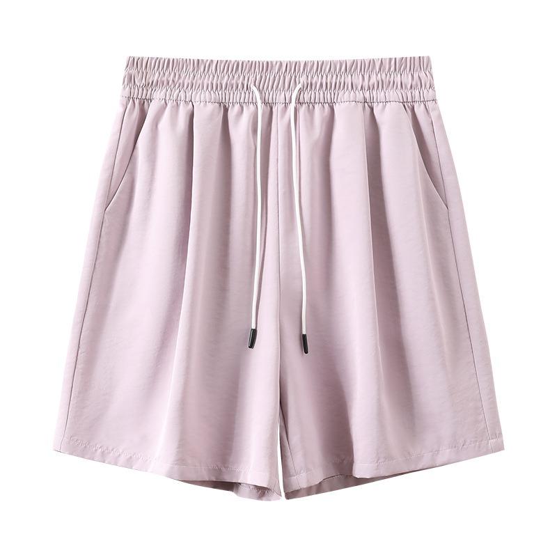 Ice silk quick-drying shorts women's summer new high-waisted loose-fitting outer wear casual wide-leg pants sports