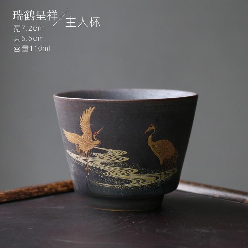Silver Spot Black Ceramic Tea Cup Vintage Rough Ceramic Small Teacup Tea Marigold Household Ceramic Kung Fu Tea Set