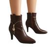 Wind Kurzstiefel Spitze Seitenreißverschluss Dünner Absatz Hoher Absatz Damenstiefel Große Größen 34-47