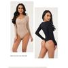 Damen Langarm Nahtloser Bauchkontroll Formgebender Bodysuit Hüfthebend Taillenformende Shapewear