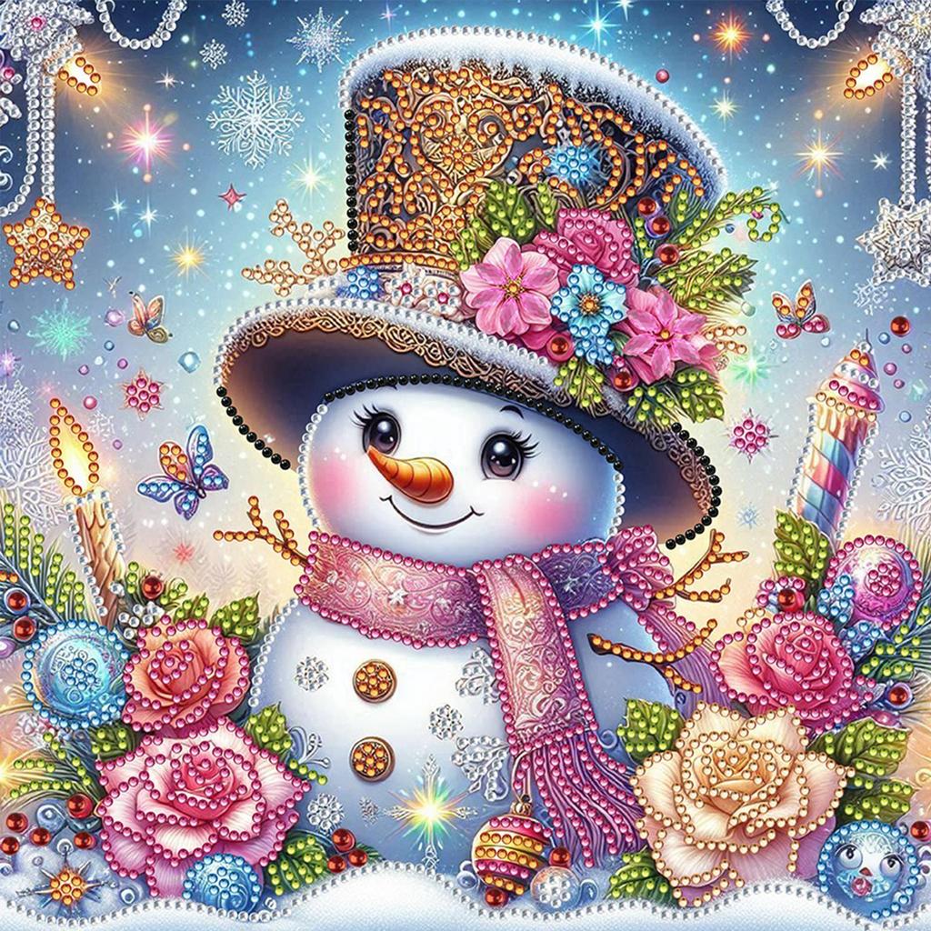 Snowman Special Shape Partial Drill Dimond Art Paintings for Home Office Wall Decor Crystal Rhinestones Diamond Painting 30x30cm