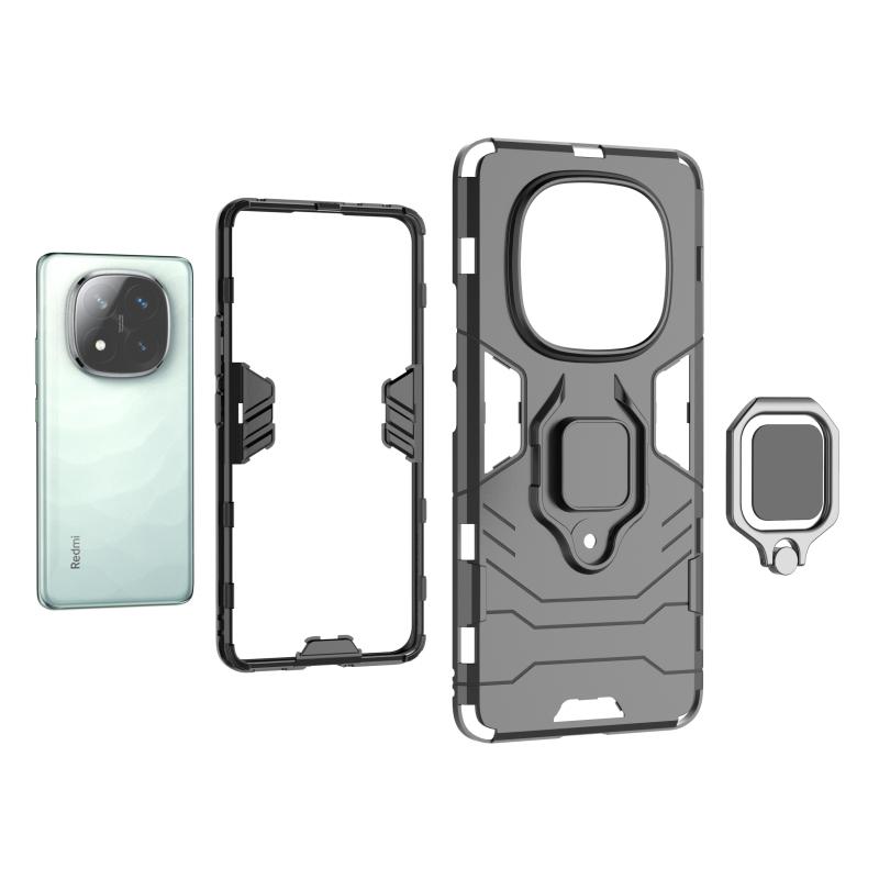 Shockproof Heavy Armor PC Case For Xiaomi Redmi Note 15 Pro 14 Pro Plus 5G Magnetic Ring Bracket Enhanced Anti-drop Back Cover