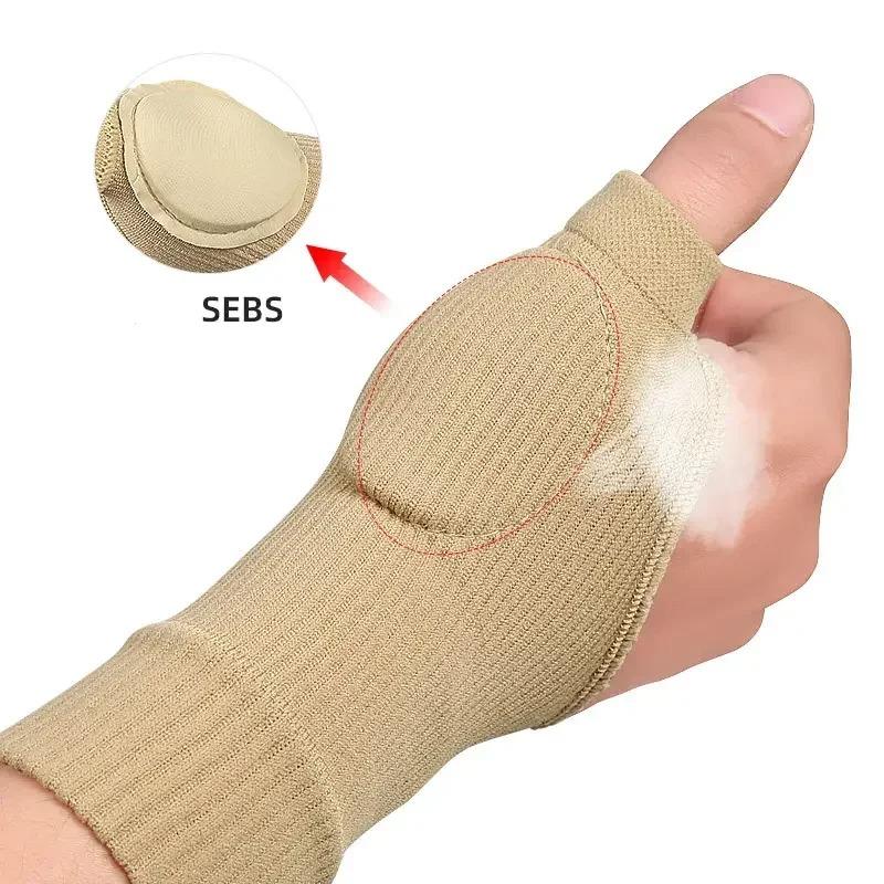 1Pair Breathable Wrist Thumb Compression Arthritis Gloves Wrist Support Brace with Gel Thumb Injury Pads for Pain Relief