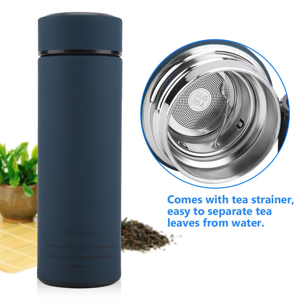 Stainless Steel Water Cups Tea Mugs Vacuum Bottle (Dark Blue 500ML)
