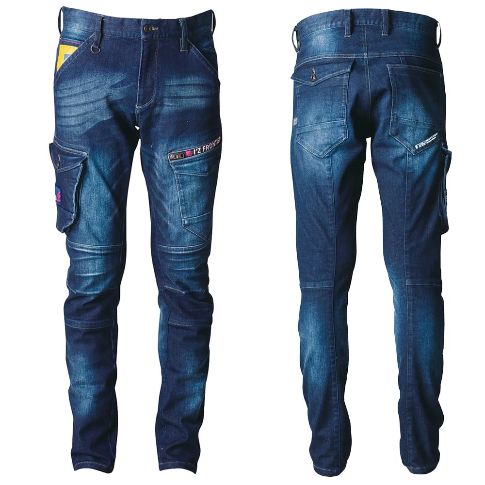 

Workle Eyes Frontier Stretch 3D Cargo Pants, All-Season Denim Bottoms, Casual Workwear, 7262 (11. Indigo Blue, 88cm)