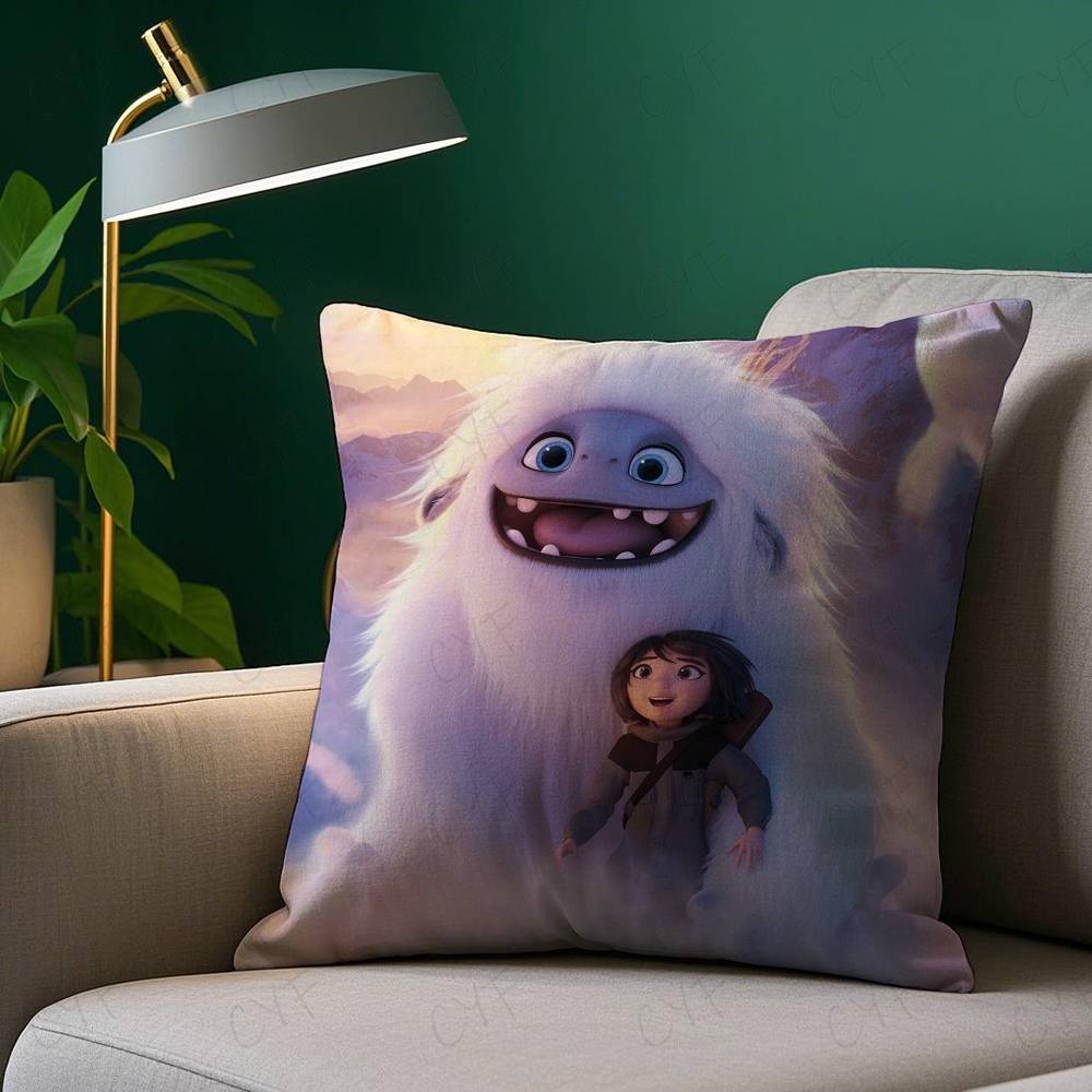 Cute Movie A-Abominable Pillow Case Anti-Dustmite Pillowcase Invisible Zipper Silky Short Plush Sofa Cushion Cover