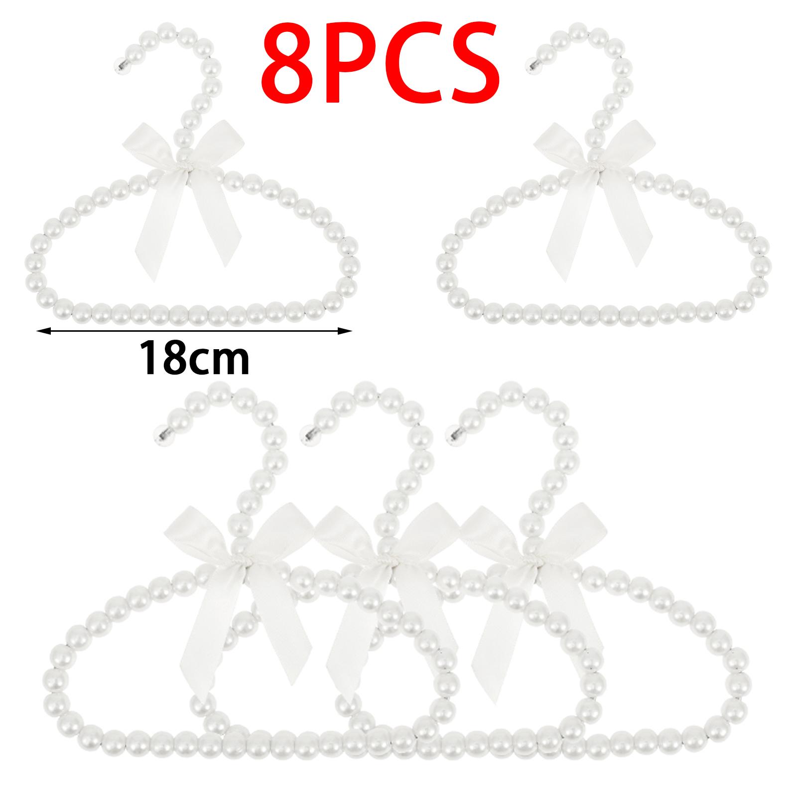 8/12Pcs Pearl Hanger Bow Tie Beads Kids Adult Clothes Bride Hanger Dress Wardrobe Closet Storage Dry Rack for Baby Girls Boy