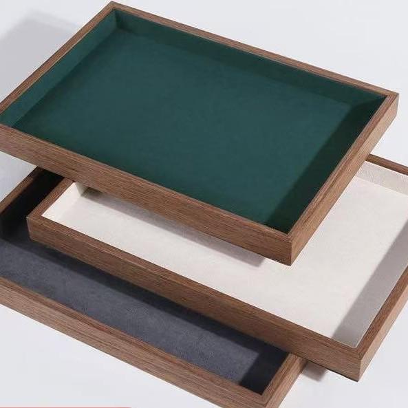 Beige Walnut Grain Wood Jewelry Display Tray for Earrings, Necklaces, and Bracelets