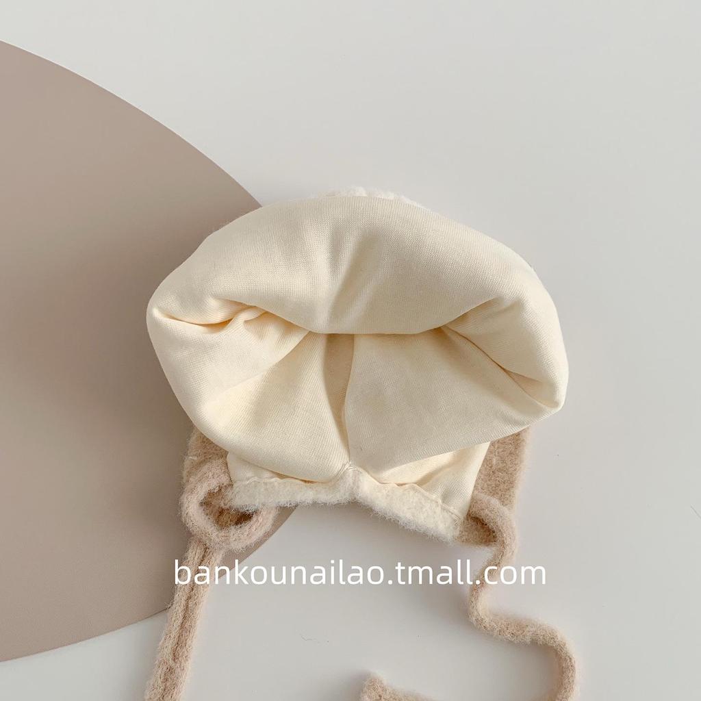 Unisex Baby Plush Bear Knit Hat with Ear Protection - Autumn/Winter