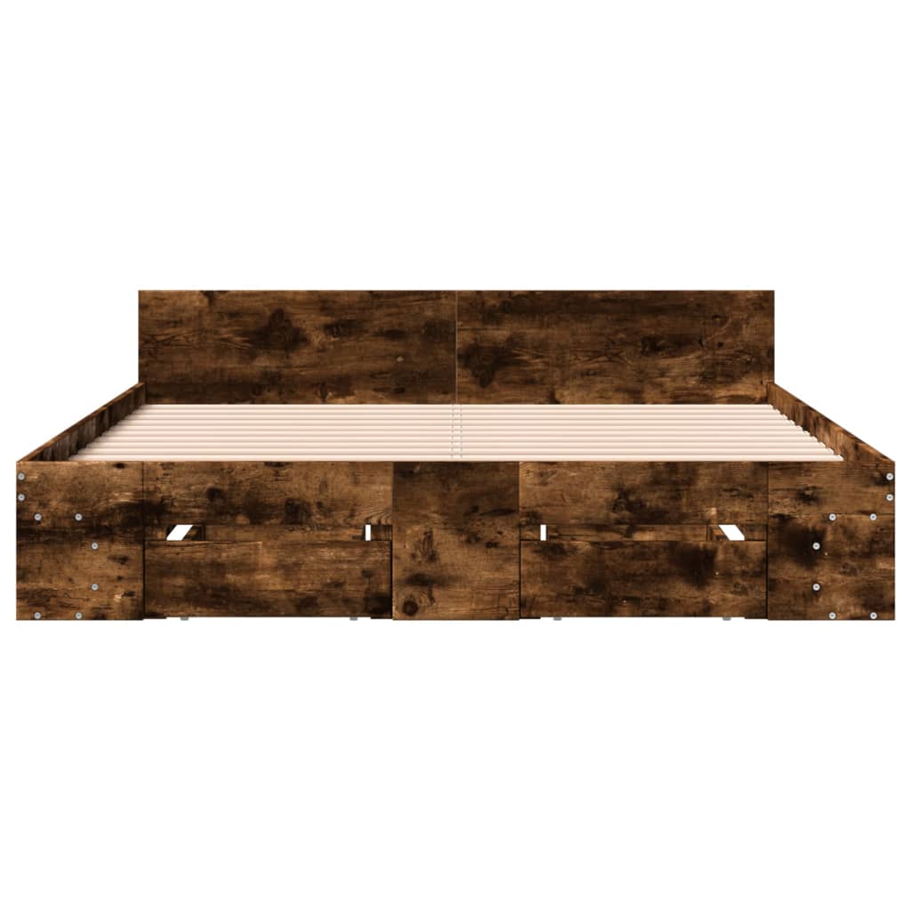 Vidaxl Rama Łóżka Z Szufladami, Przydymiony Dąb, 160X200 Cm