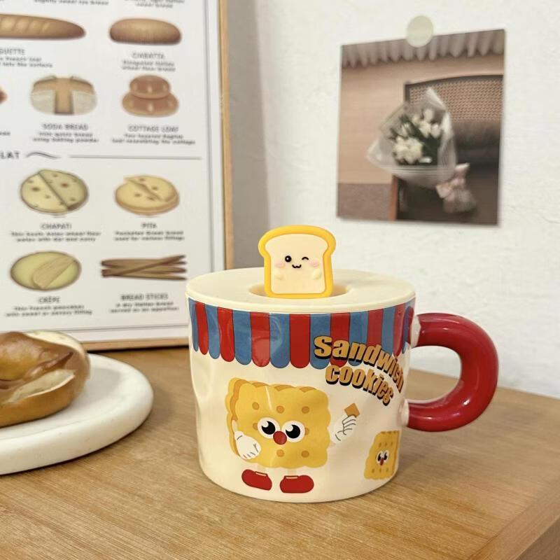Cute Cartoon Glass Mug with Lid
