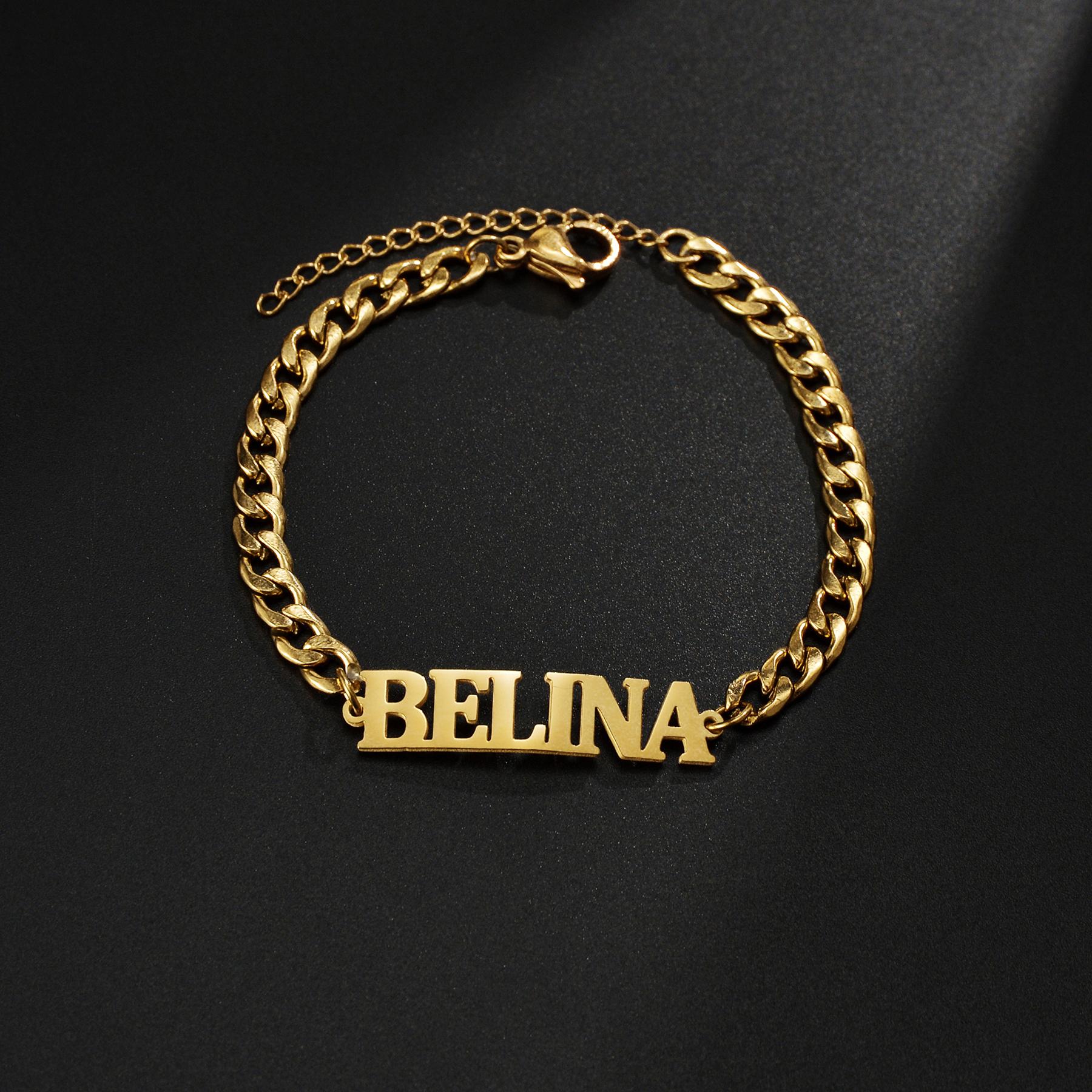 

Atoztide Customized Name Crown Heart Bracelet Personalized Thick Chain for Women Stainless Steel Gold Color Bangle Jewelry Gift silver color&15cm