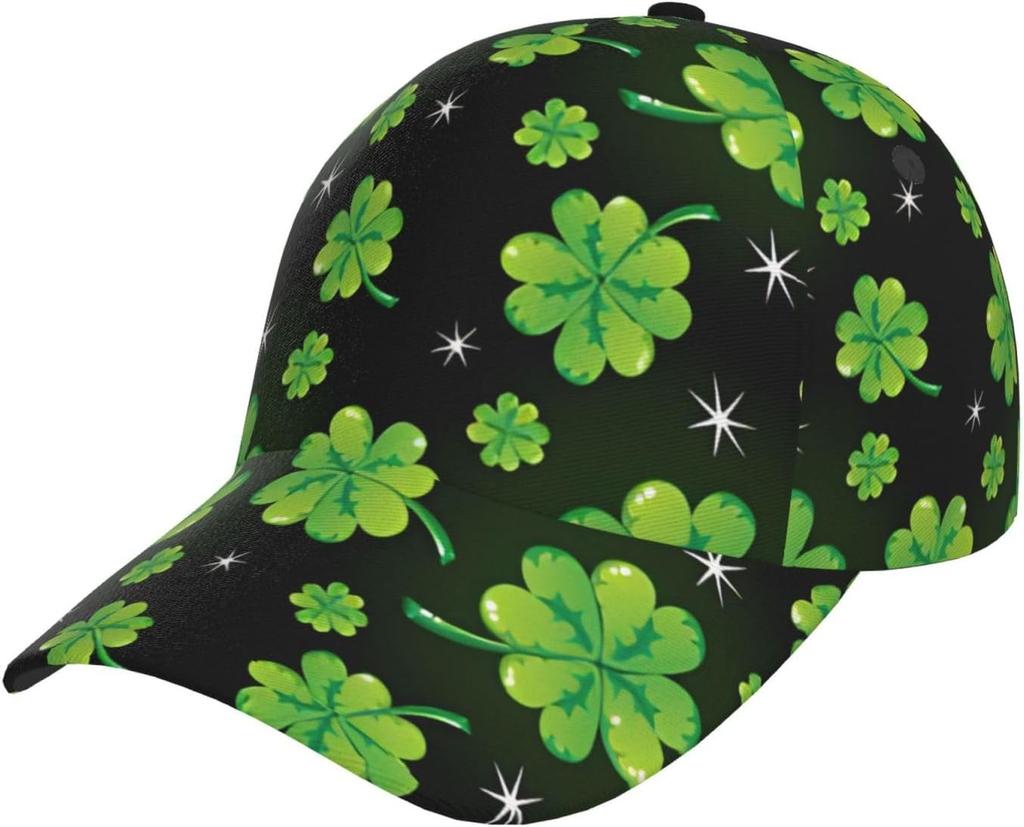 Shamrocks St Patrick's Day Funny St Patrick's Baseball Hats Women Men Adjustable Cap One Size Black Green