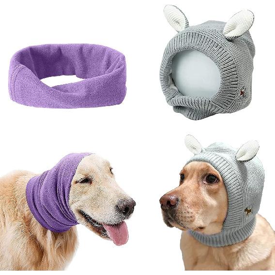 YolentQuiet Ears for Dogs Anxiety Barking Dog Ear Covers Muffs Snood for Noise 2PCS Dog Ear Hearing Earmuffs Fireworks Protection Anti Anxiety Dog