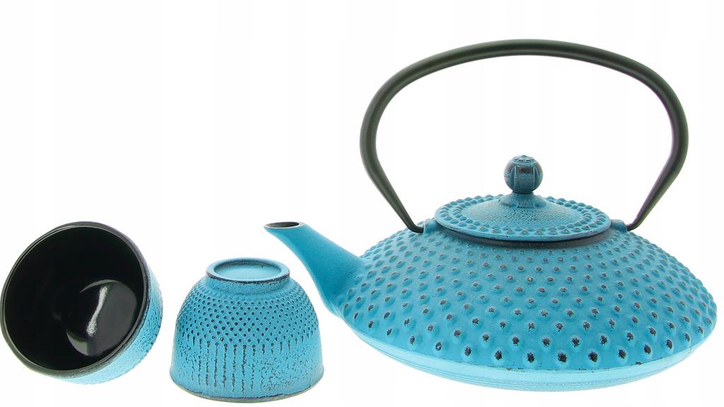 IMBRZK 1.25 CAST IRON KETTLE SET 2x CUPS STAND INFUSER + STRAINER