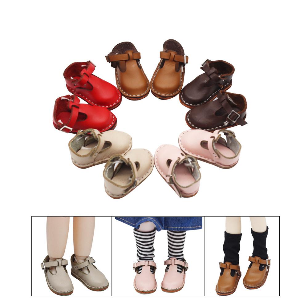 1:6 Scale BJD Doll Shoes, A Pair of Ankle-Strap Shoes, CowhideFlat Shoes for 12 inch Blythe Doll Accessories