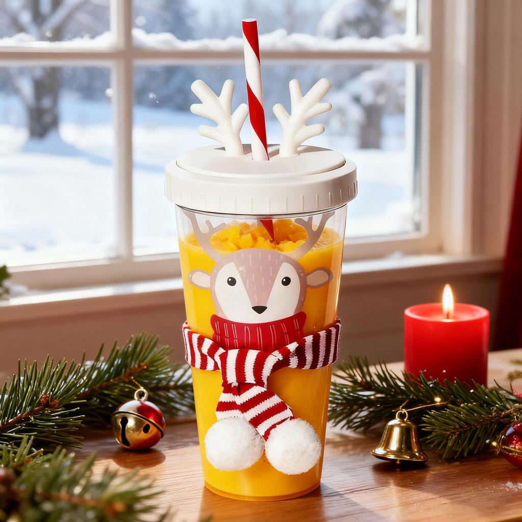 Christmas Coffee Mug 420ml Reindeer Travel Mug Double Wall Travel Coffee Mug For Women Men Kids Adults Children Family Friends